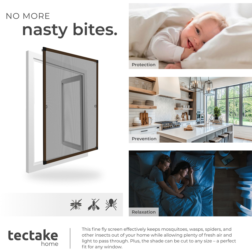 tectake Brown Individually Adjustable Fly Screen 120 x 100cm Image 5