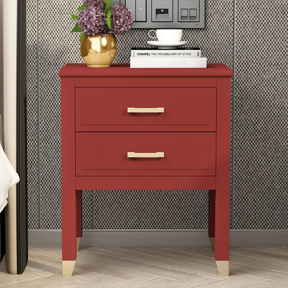 Palazzi 2 Drawers Red Bedside Table Image 1