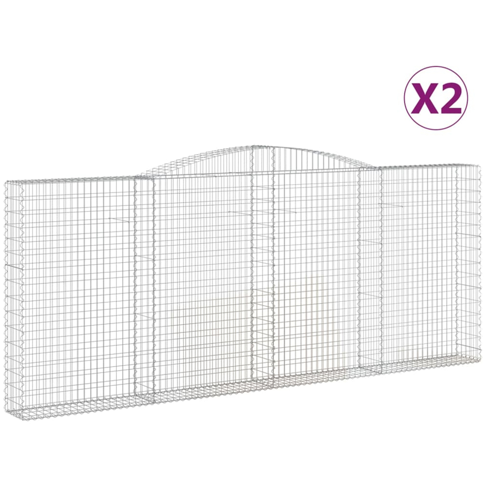 vidaXL Silver Galvanised Iron Arched Gabion Basket 400 x 30 x 160/180cm 2 Pack Image 4