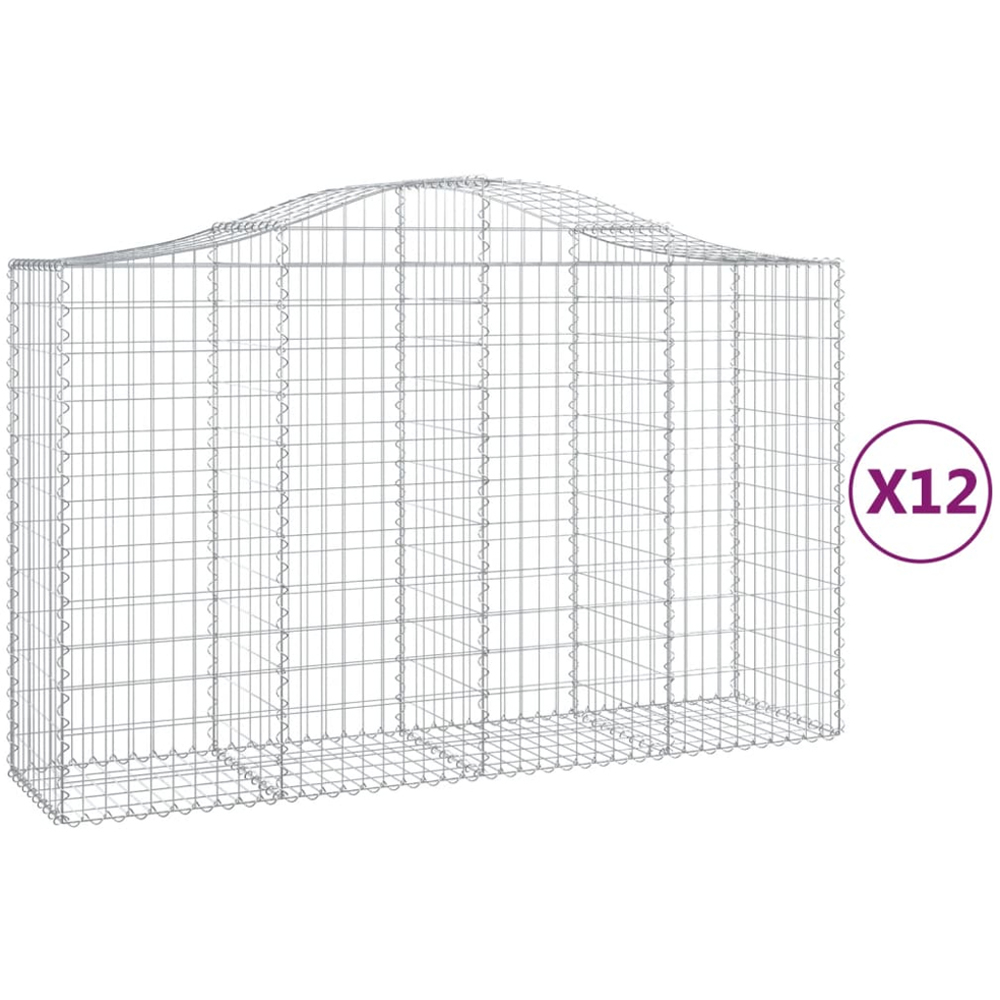 vidaXL Silver Galvanised Iron Gabion Basket 200 x 50 x 120/140cm 12 Pack Image 4