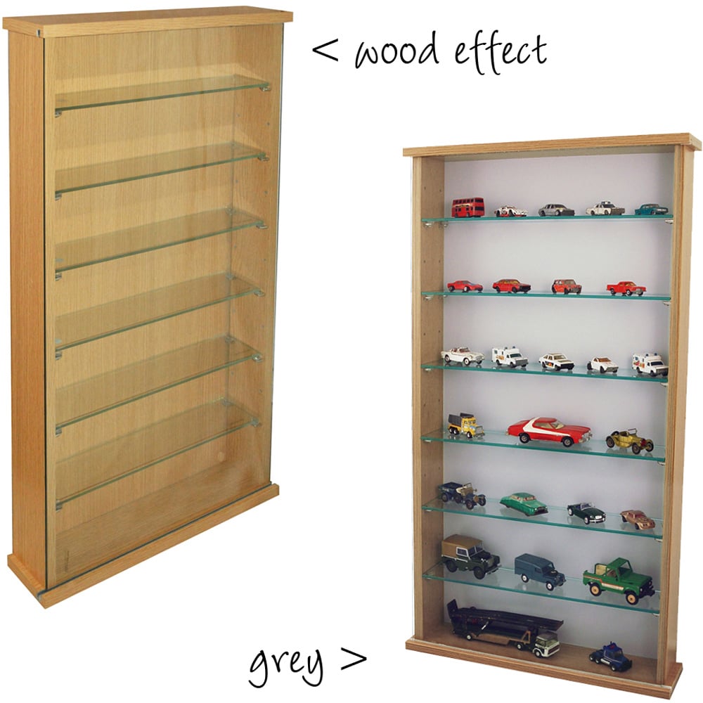 Watsons Collectors 6 Shelf Oak Glass Wall Display Cabinet Image 5