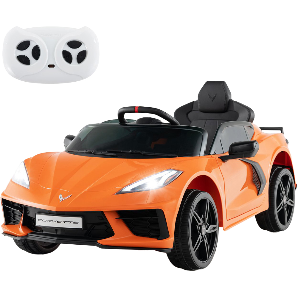 Costway Kids Orange Licensed Chevrolet Corvette C8 Electric Ride On Car with Remote Control 12V Image 1