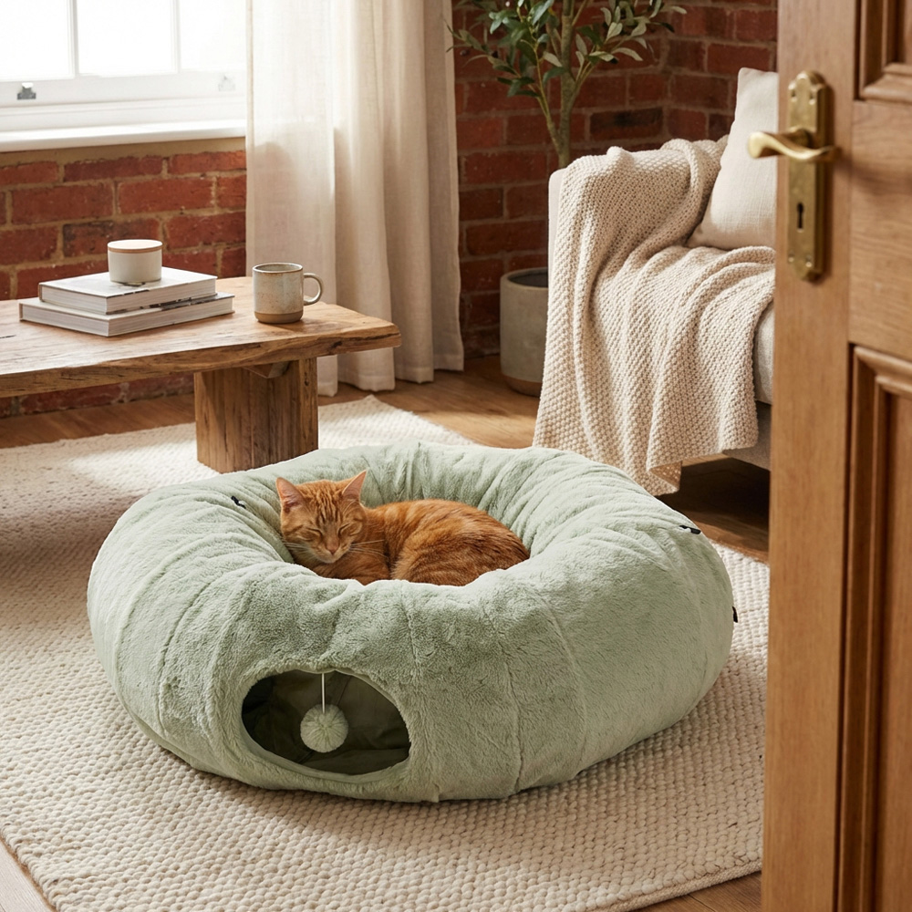 Cat Tunnel Bed Green Image 7