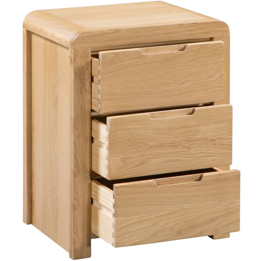 Julian Bowen Curve 3 Drawer White Oak Bedside Table Image 4