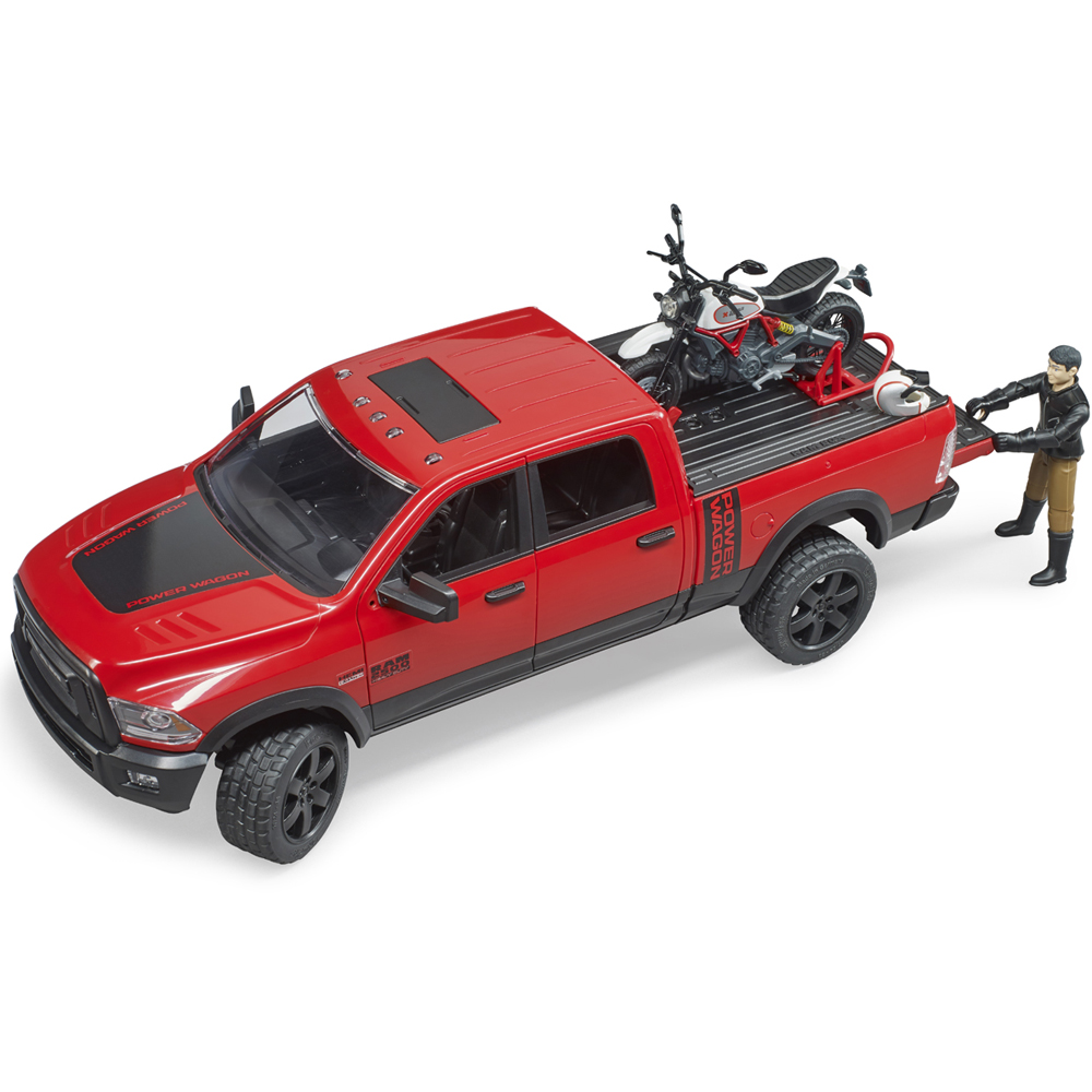 Bruder RAM 2500 Power Wagon with Scrambler Ducati Desert and Driver Figure Image 4