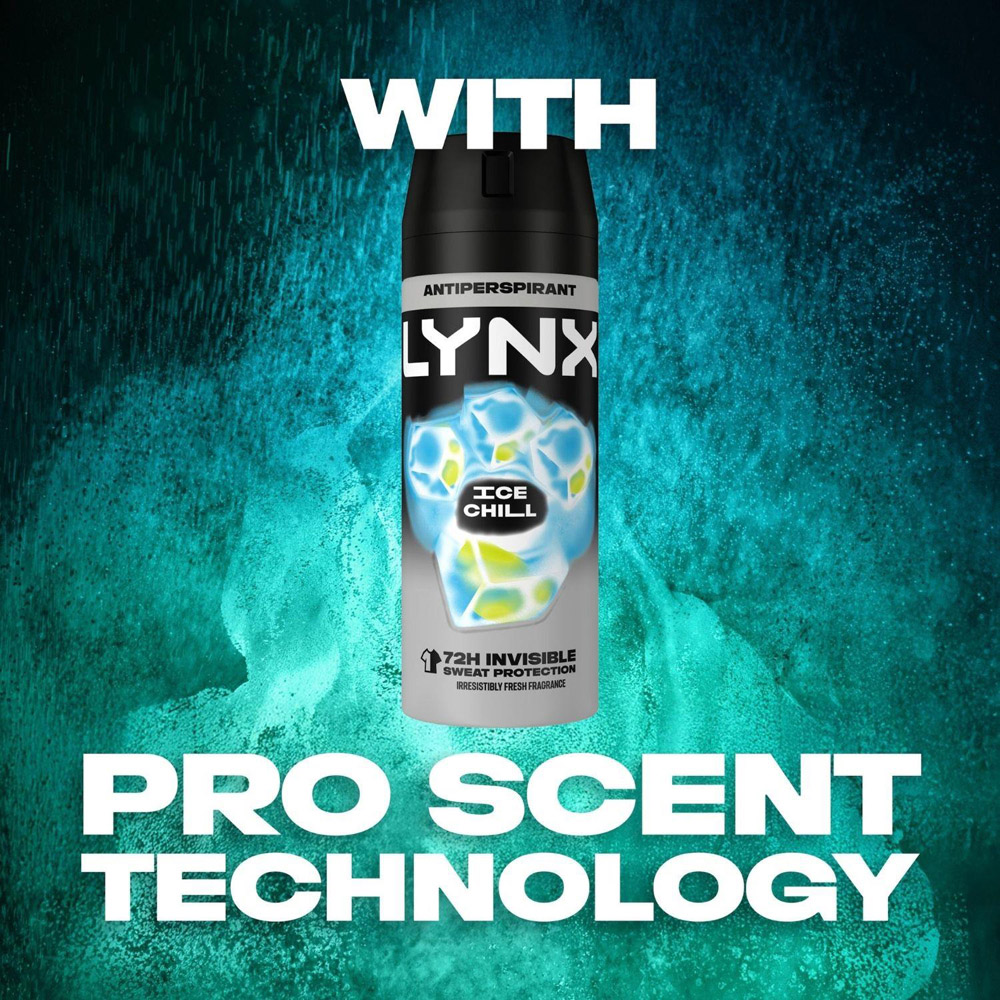 Lynx Ice Chill 72H Sweat Protection Anti-Perspirant Aerosol Deodorant Body Spray 150ml 18 Pack Image 8