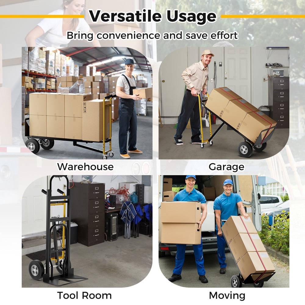 Costway 3 in 1 Black Convertible Hand Truck Metal Dolly Cart Image 5
