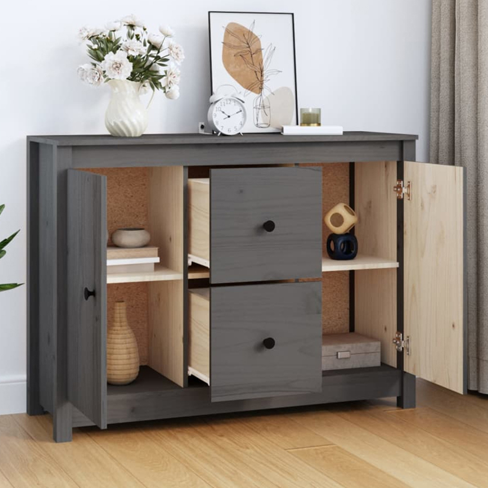 vidaXL 2 Door 2 Drawer Grey Wooden Sideboard Image 1
