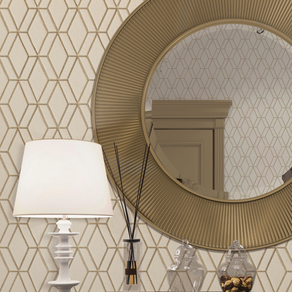 Design ID Embroidery Stitch Diamond Beige and Gold Wallpaper Image 2