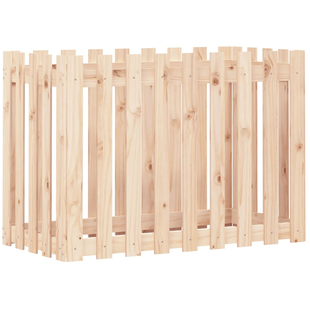 vidaXL Brown Solid Pine Wood Fence Design Raised Garden Bed 70 x 100 x 50cm Image 3