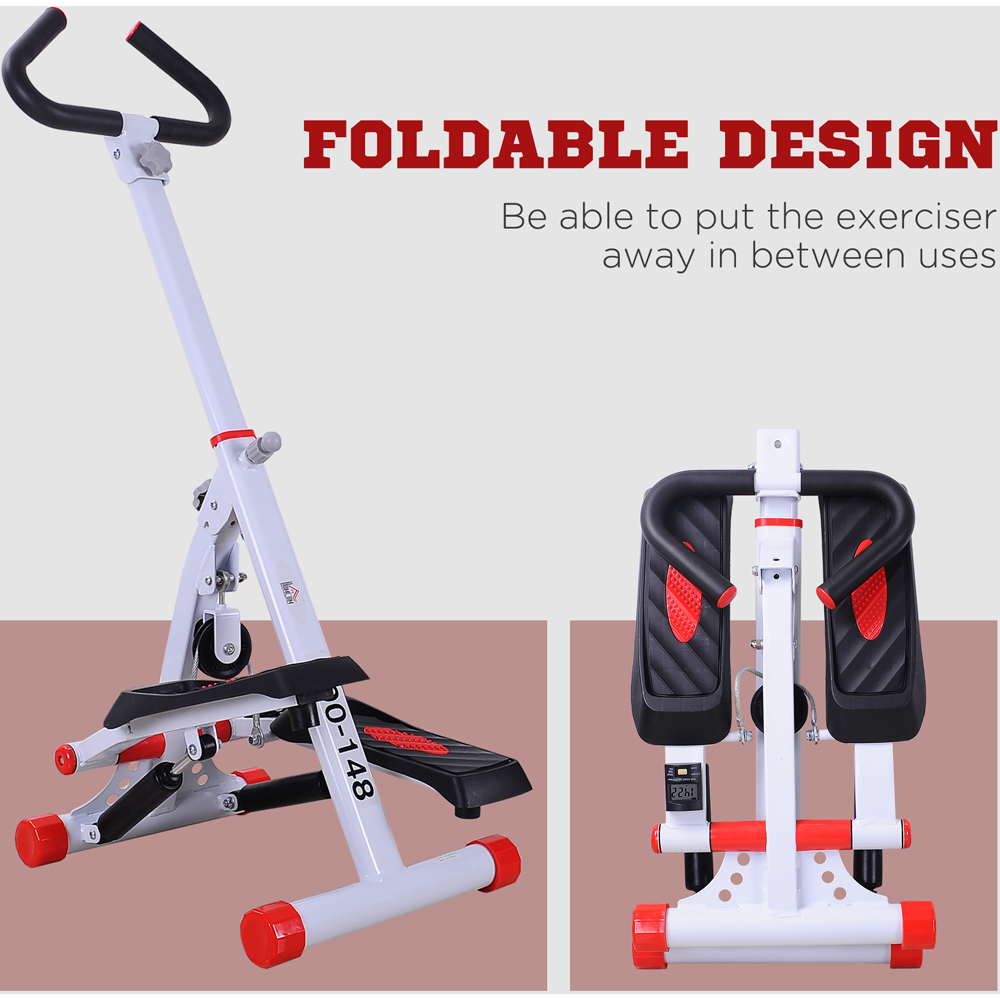 HOMCOM Red and White Steel Foldable Stepper Fitness Machine Image 4