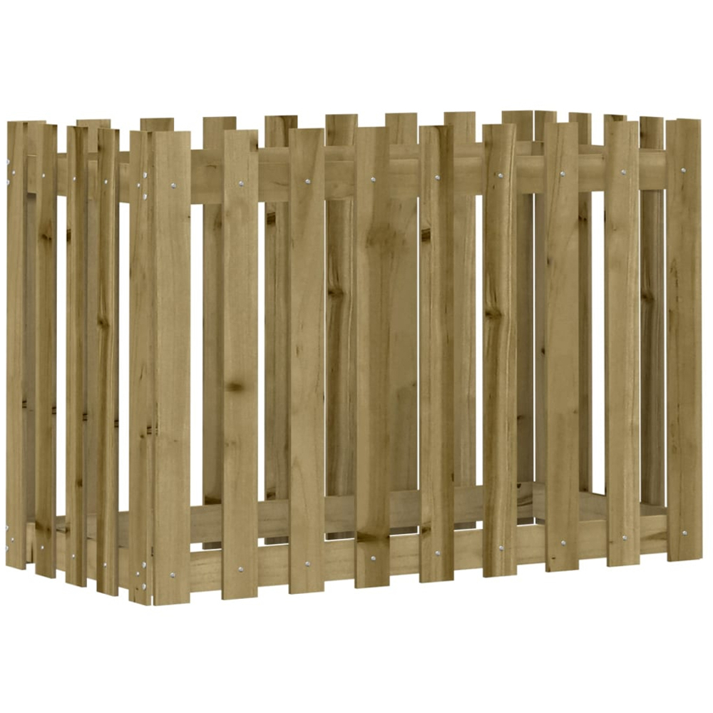 vidaXL Natural Impregnated Pine Wood Fence Design Raised Garden Bed 100 x 50 x 70cm Image 1