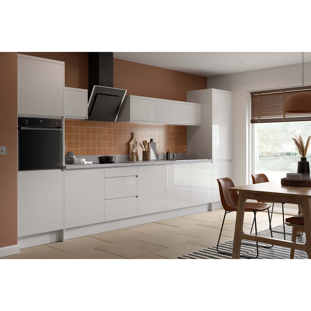 Kitchen Kit J-Pull Gloss Light Grey Base Kitchen Cabinet Flatpack 500mm Image 2