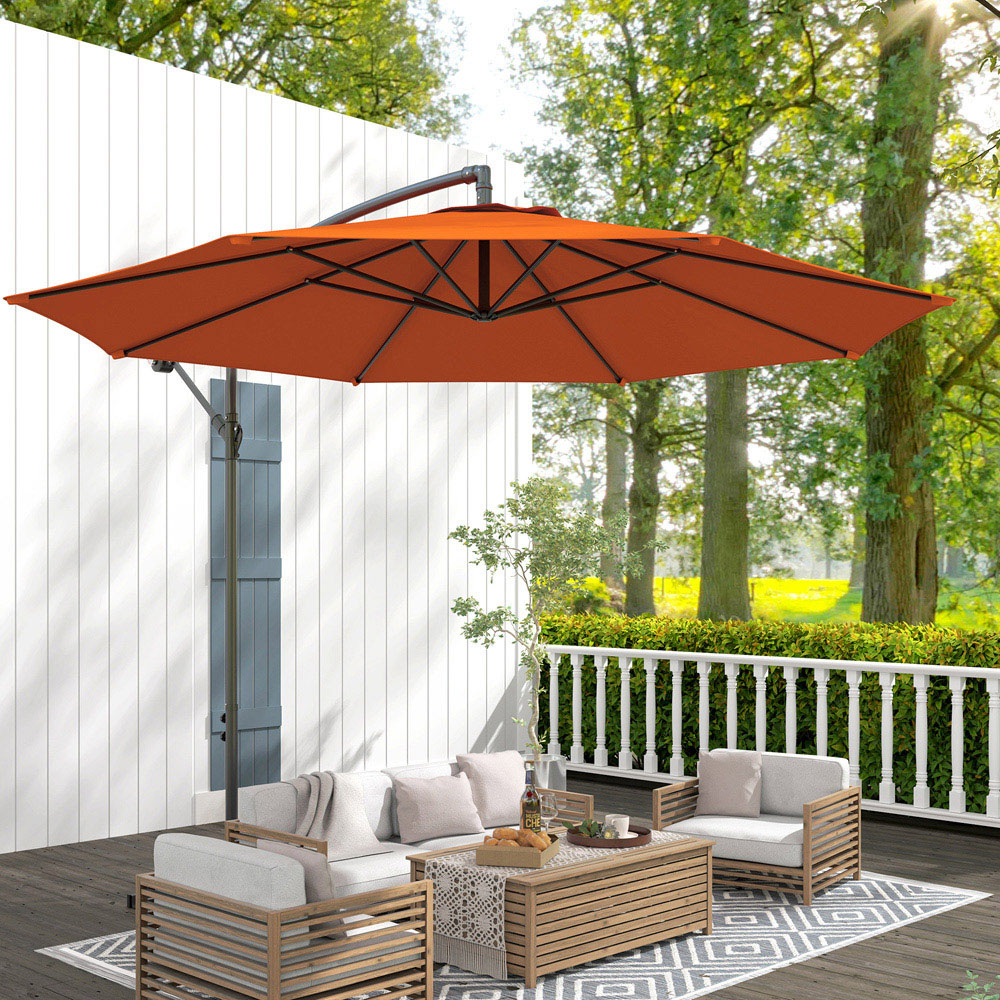 Outsunny Orange Banana Cantilever Parasol with Base 3m Image 2