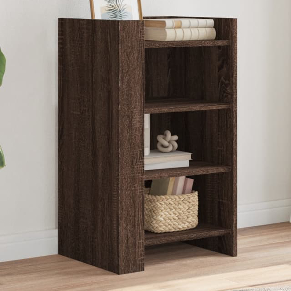 vidaXL Brown Oak 3 Open Shelf Sideboard Image 1