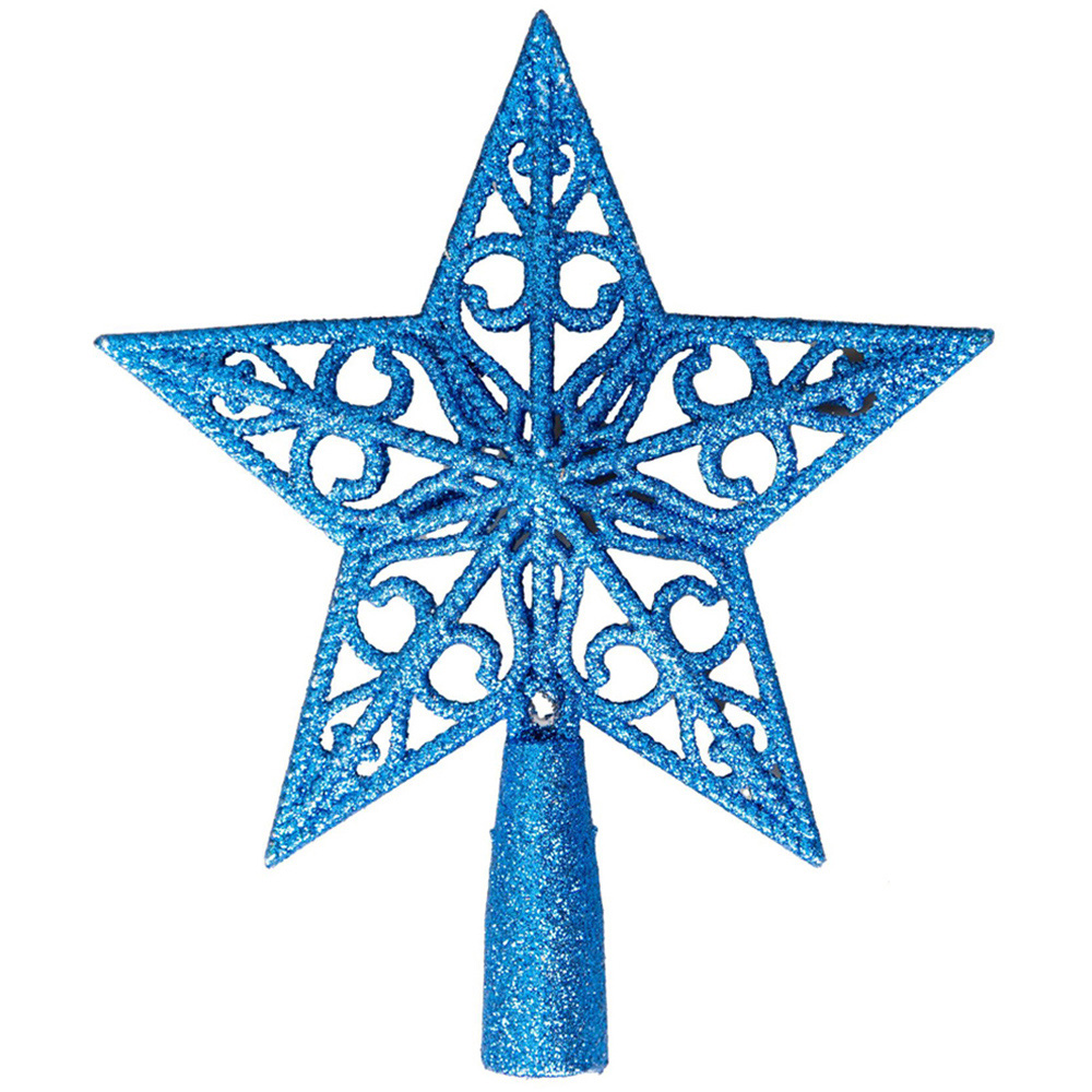 Shatchi Blue Glitter Star Tree Topper Image 1