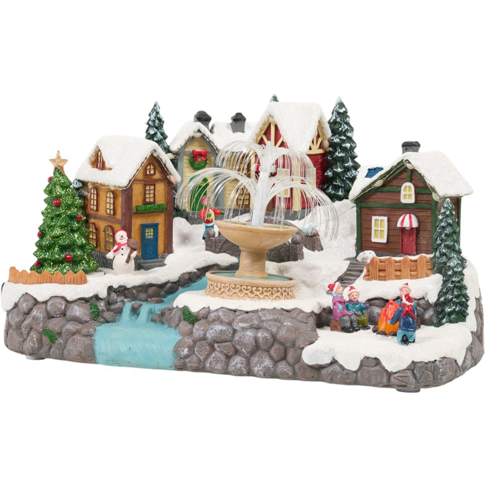 Waterfall Christmas Village Scene Image 5