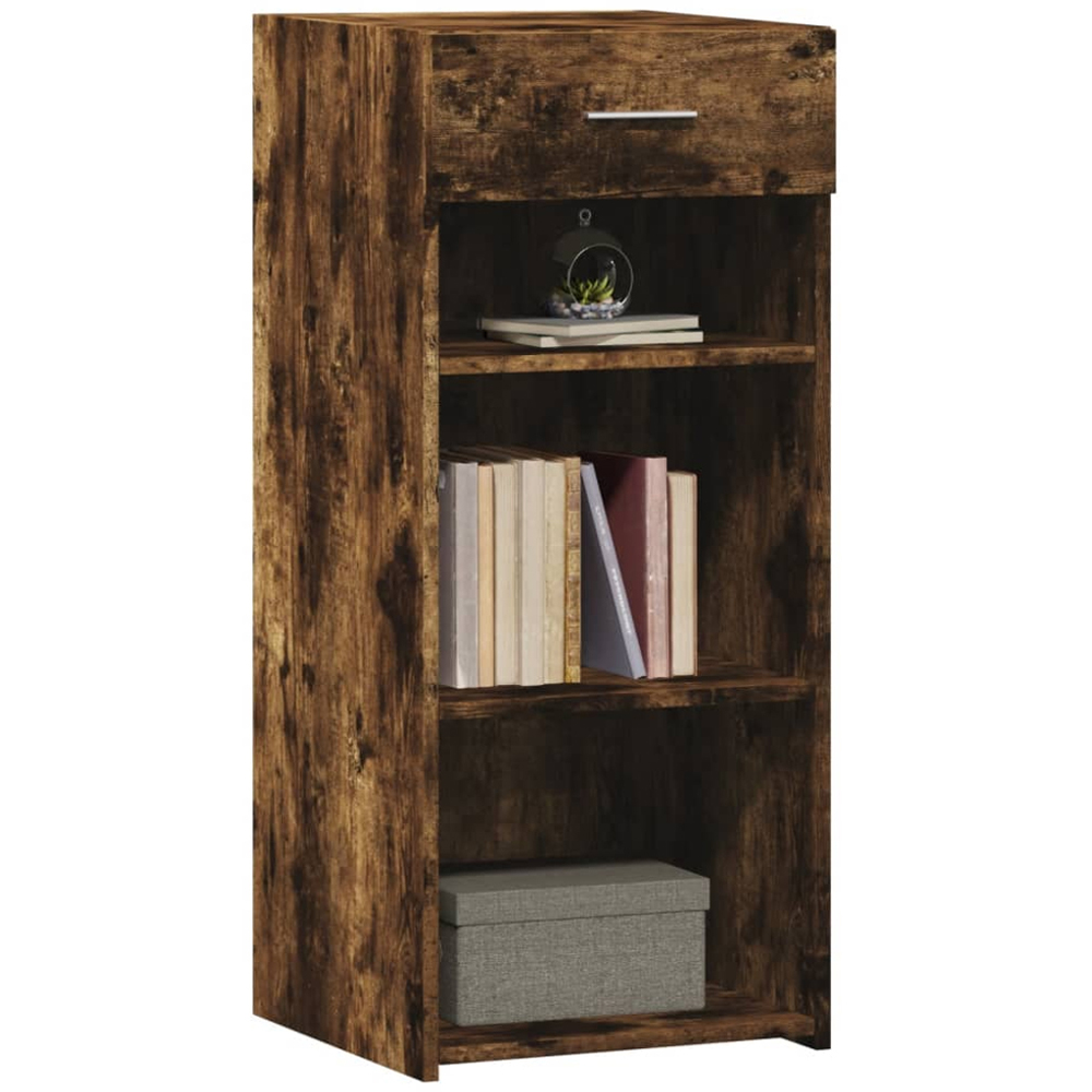 vidaXL Single Drawer 3 Shelf Smoked Oak Sideboard Image 3