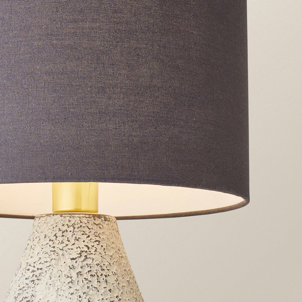 ValueLights Colin Grey Linen Drum Shade Hand Finished Ceramic LED Table Lamp Image 3