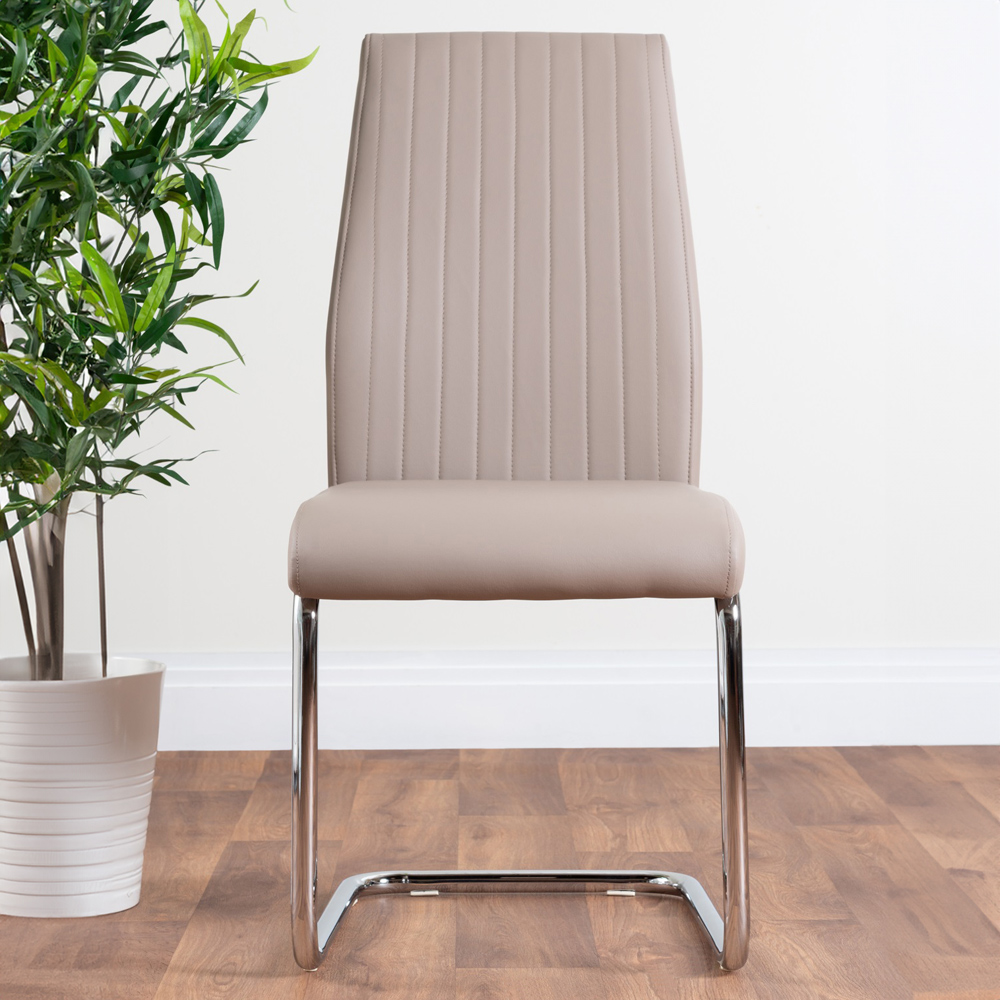 Furniturebox Elissa Fontana Marble Effect 2 Seater Round Dining Set White Cappuccino and Chrome Image 4