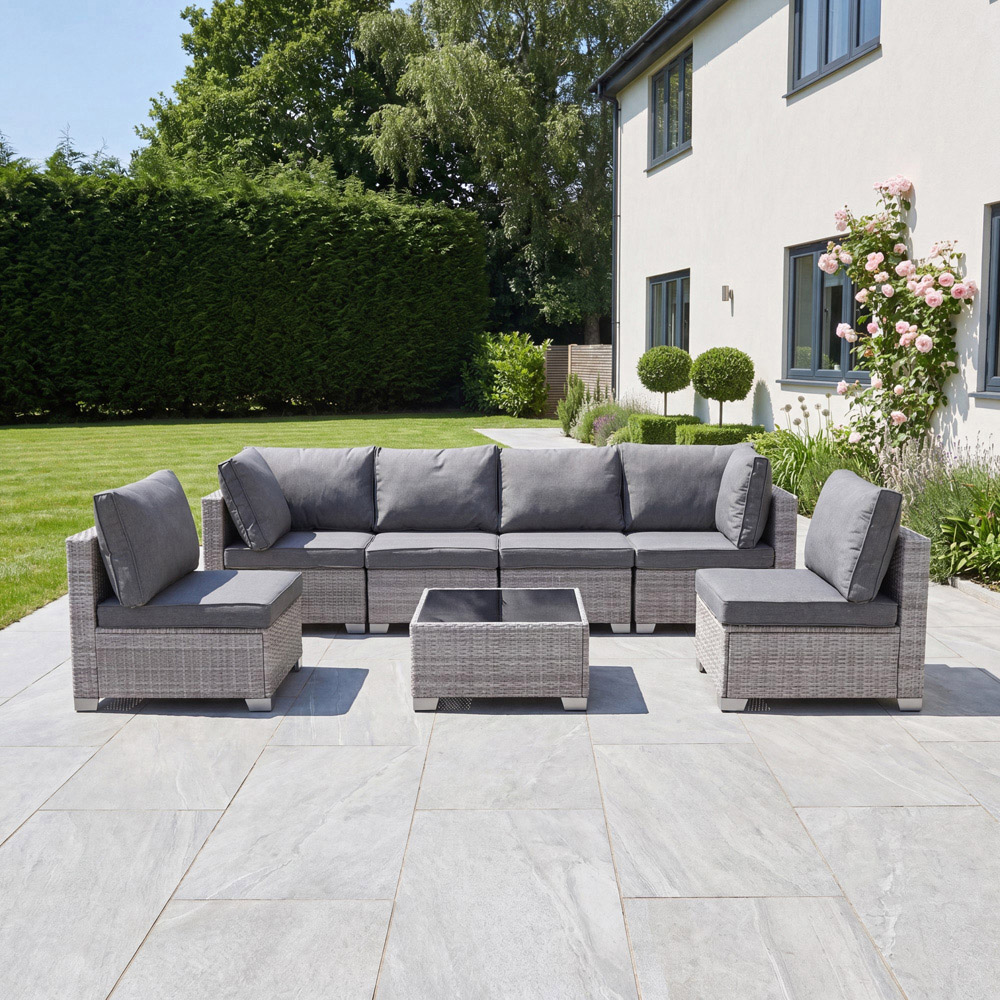 Artemis Home Saviano 6 Seater Grey Rattan Modular Conversation Set Image 3