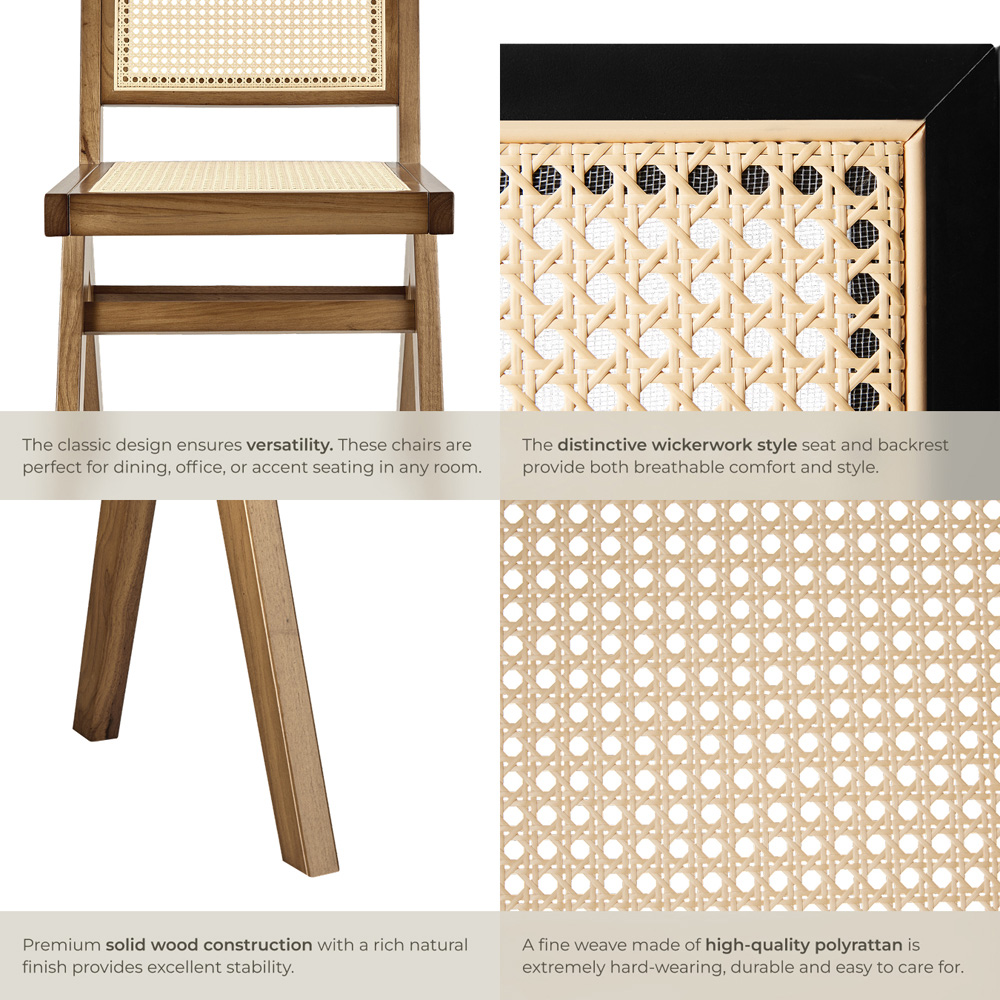 tectake Lizzy Black Rattan Backrest and Wood Frame Accent Chair Image 6