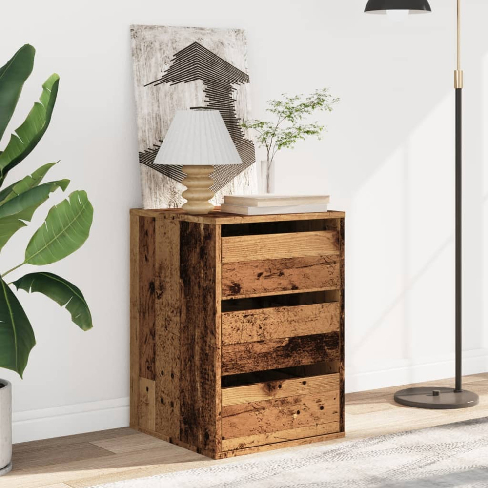 vidaXL 3 Drawer Old Wood Chest of Drawers Image 7