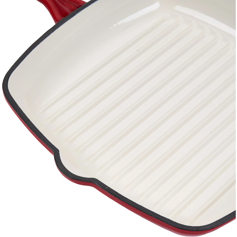 Living and Home 28.5cm Gradient Red Enamelled Cast Iron Square Grill Pan Image 3