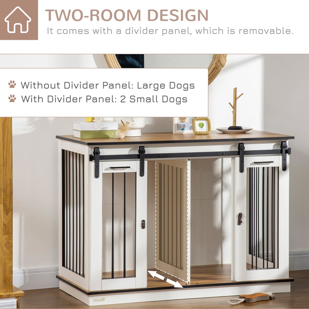 PawHut White Large Dog Pet Crate Side Table Image 2