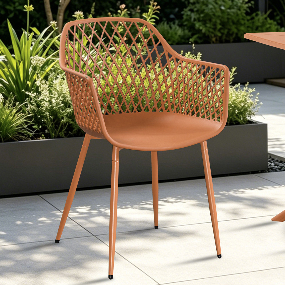 Core Products Set of 2 Terracotta Lattice Back Design Garden Bistro Armchair Image 5