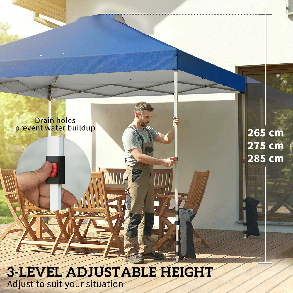 Outsunny 3 x 3m Dark Blue Pop Up Canopy Adjustable Gazebo Image 6