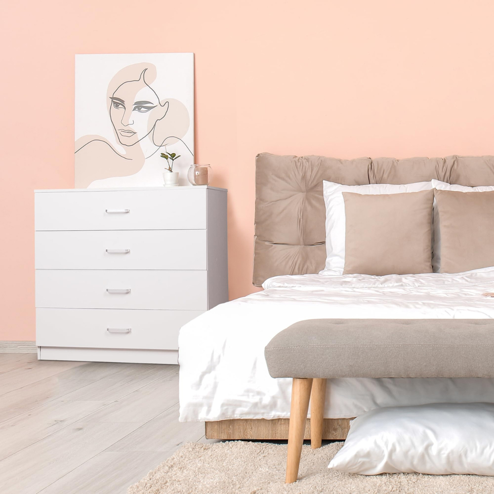 Alivio 4 Drawer White Bedside Storage Cabinet Image 7