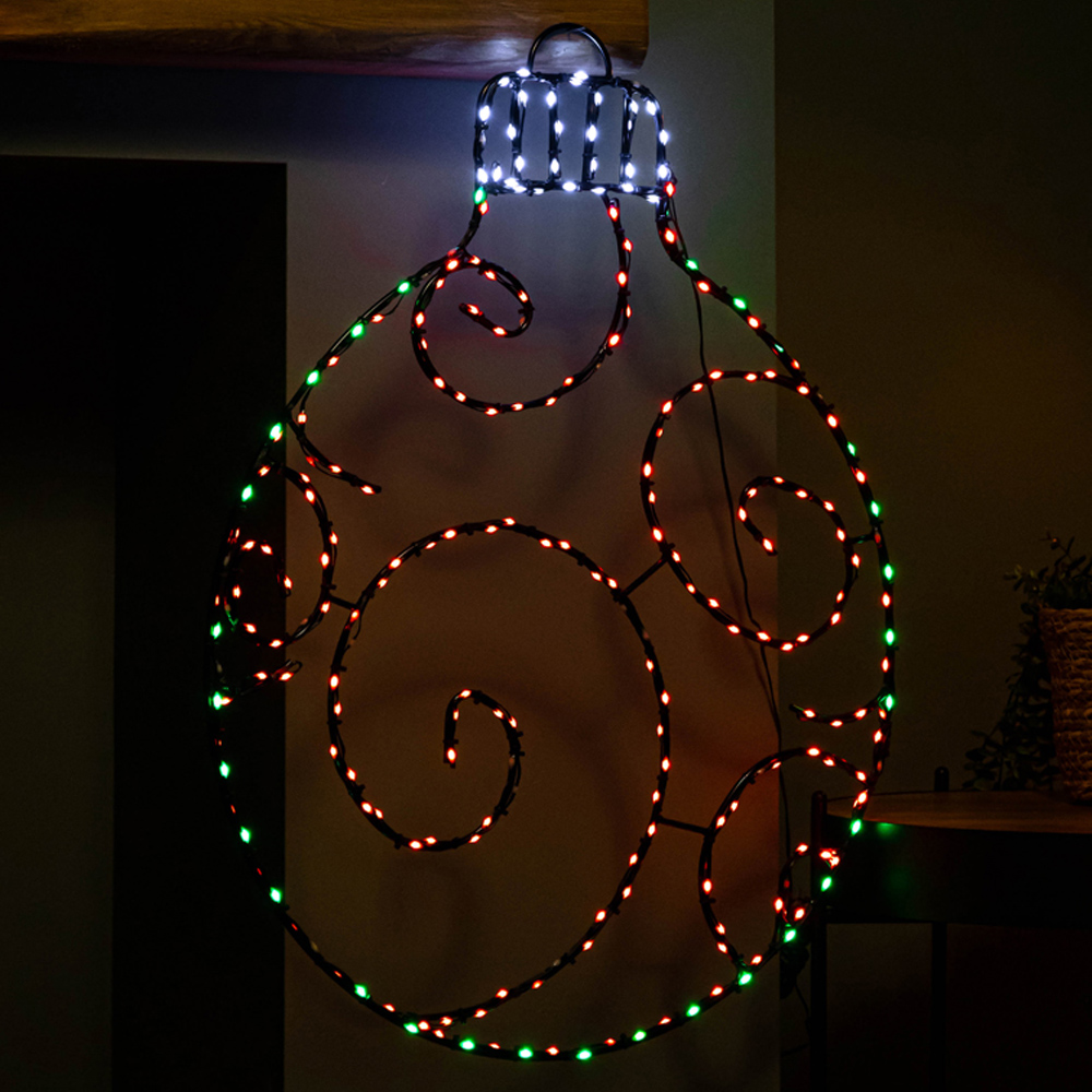 Samuel Alexander Red Green and White LED Metal Christmas Bauble 78cm Image 1
