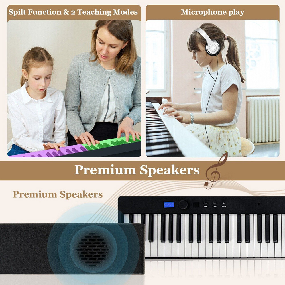 Costway MU10079GB Black 88 Key Foldable Digital Keyboard Piano with MIDI Image 2
