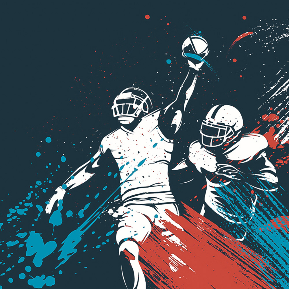 Origin Murals American Footballers Paint Splash Blue Wall Mural Image 2