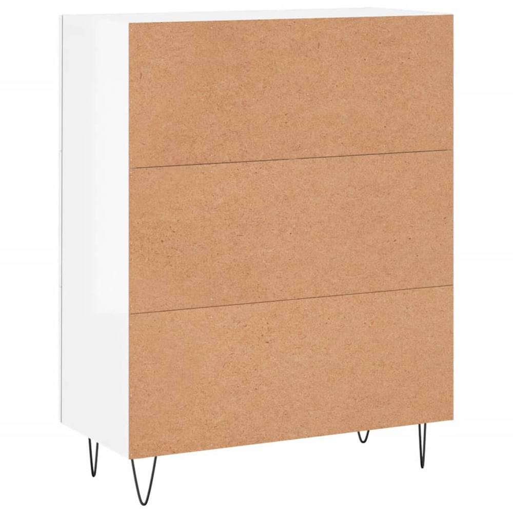vidaXL Single Door 3 Drawer High Gloss White Sideboard Image 8