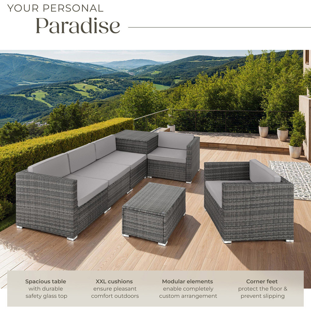 tectake Pisa 5 Seater Grey Garden Sofa Set Image 4