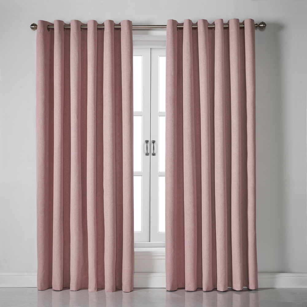 Alan Symonds Blush Linen Look Blackout Ring Top Eyelet Curtains 110 x 183cm Image 1