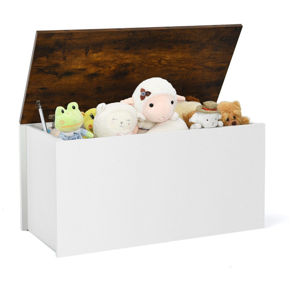 Costway Kids White Storage Chest with Flip Up Lid Image 2