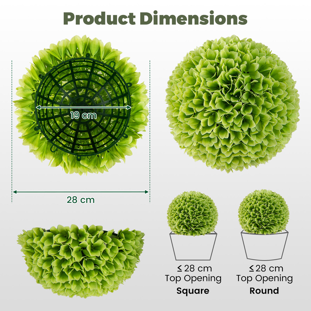 Costway 2 Piece Green Topiary Ball Artificial Plant 28cm Image 9