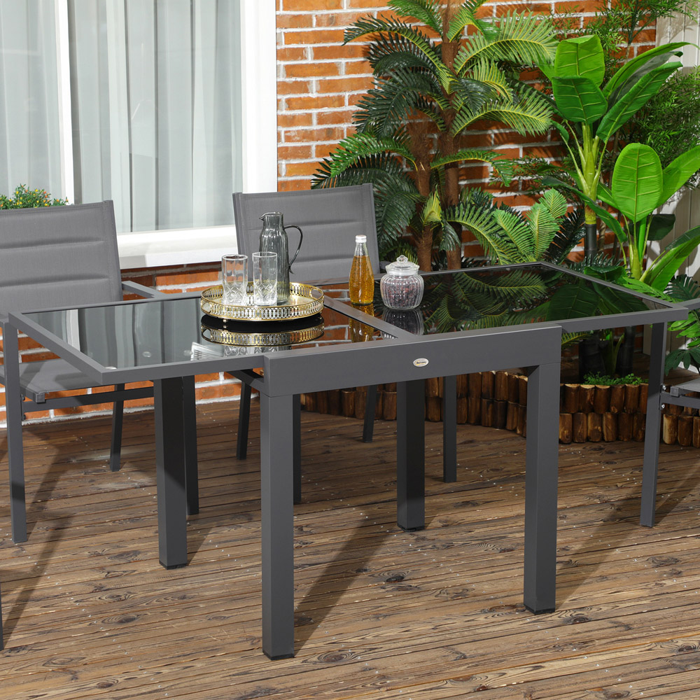 Outsunny 4 Seater Extending Garden Dining Table Black Image