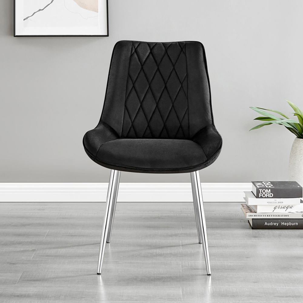 Furniturebox Molini Cesano 6 Seater Dining Set White Gloss Black and Chrome Image 3