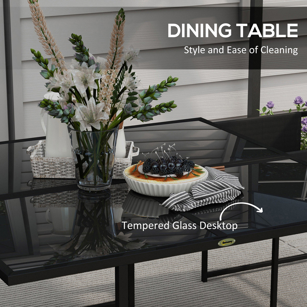 Outsunny 4 Seater Black Garden Dining Set Image 5