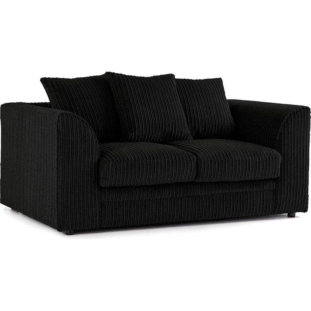Portland Luxor 2 Seater Black Jumbo Cord Sofa with Scatter Back Image 2