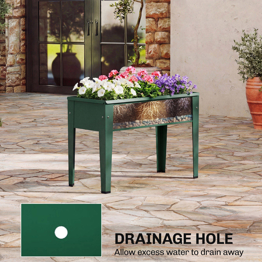 Outsunny Green Metal Raised Garden Bed 45 x 60 x 27cm Image 4
