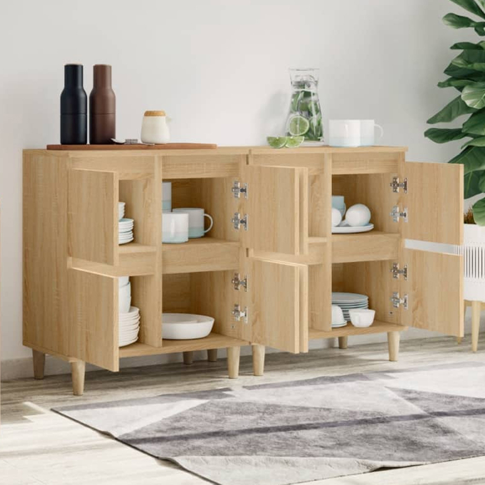 vidaXL 4 Door Sonoma Oak Sideboard Set of 2 Image 1