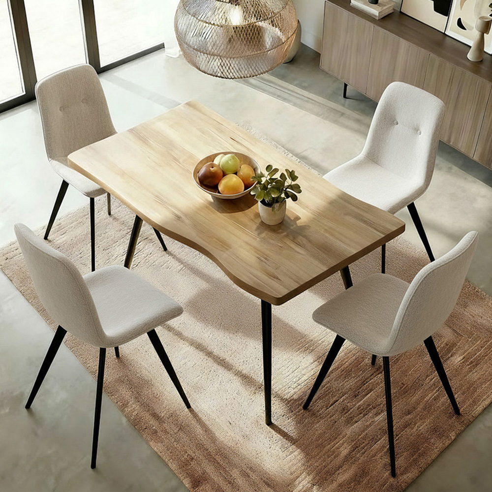 Home Source Avara and Ashford 4 Seater Rectangular Dining Set Oak Woodgrain Effect and Off White Image 1