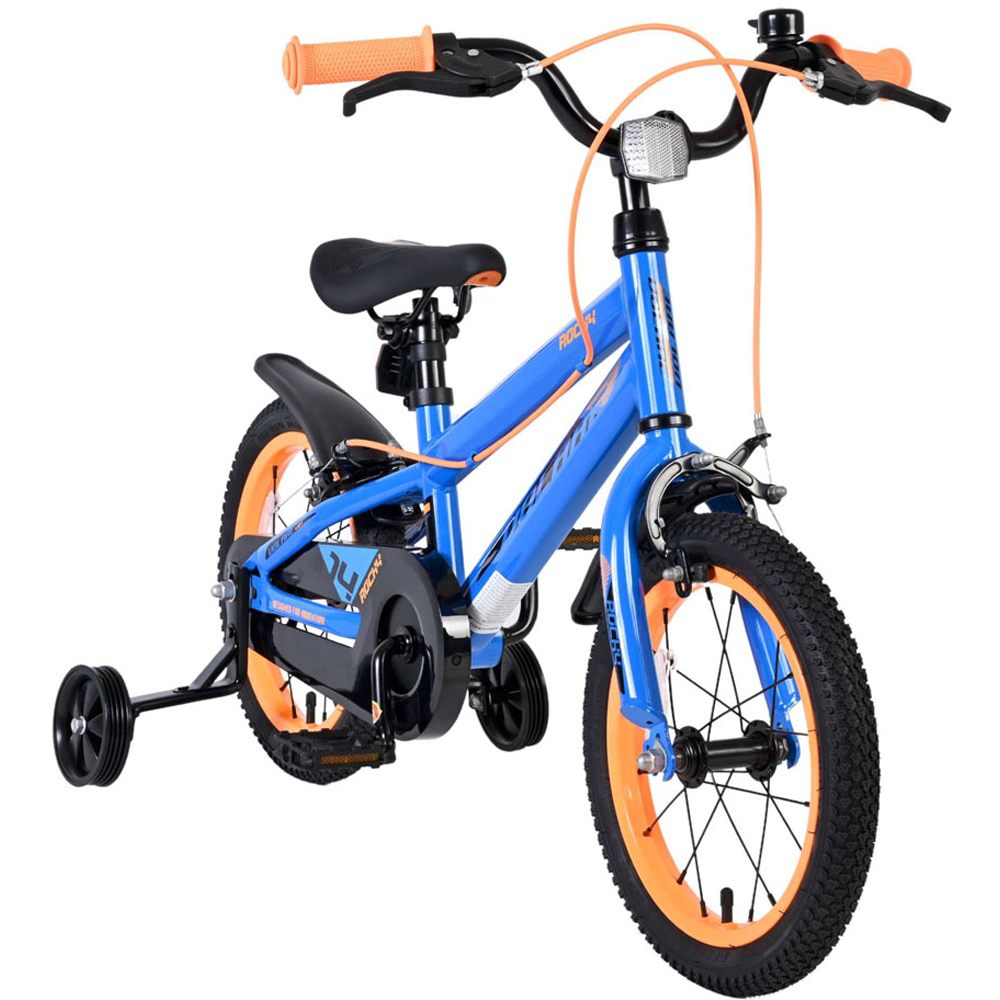 Volare Rocky Kids 14 inch Blue Bike with Stabilisers Image 2