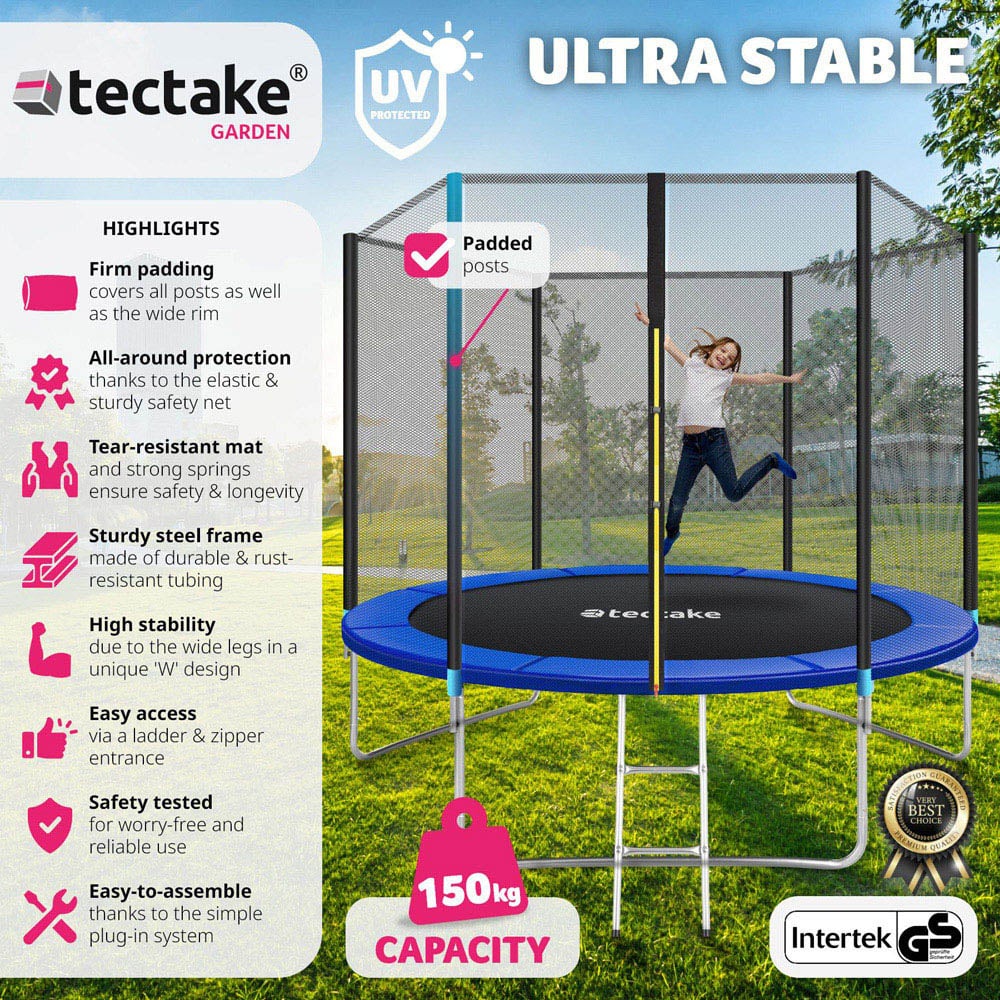 tectake Black and Blue Trampoline with Safety Net 305 x 305cm Image 3