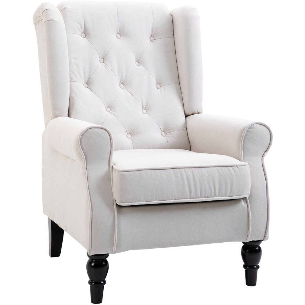 Portland Cream Retro Linen-Touch Wingback Armchair Image 2